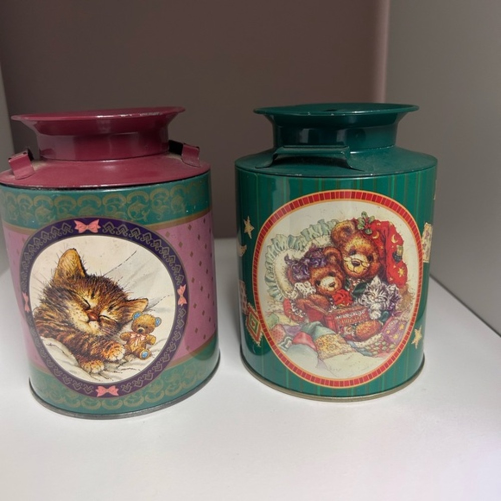 Charming Cat and Bear Decorative Tins